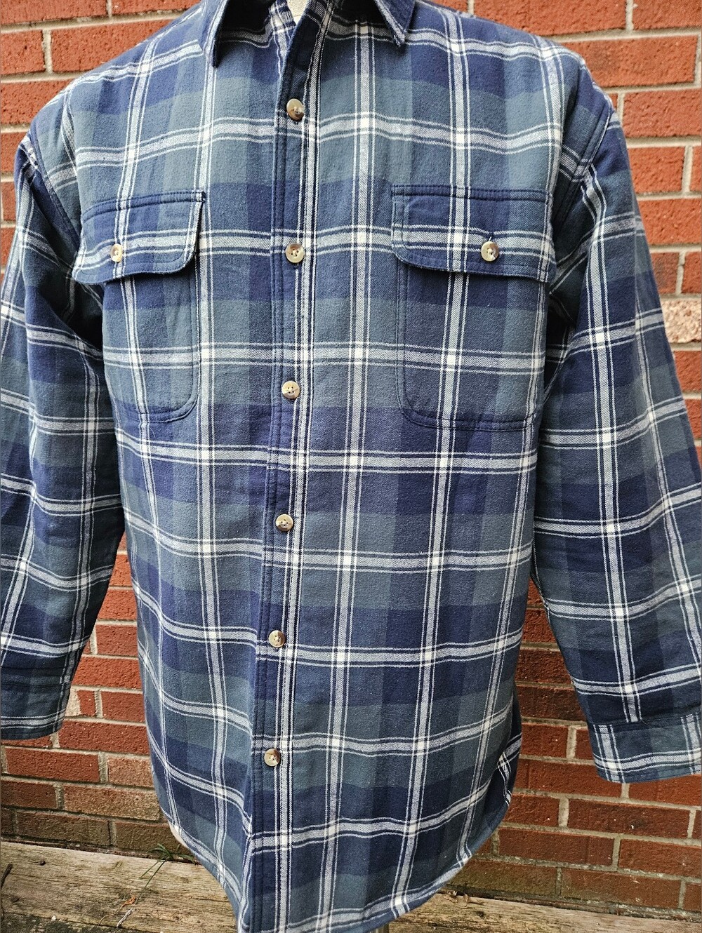 Men's X-Large RedHead blue and white plaid fleece-lined shirt jacket.